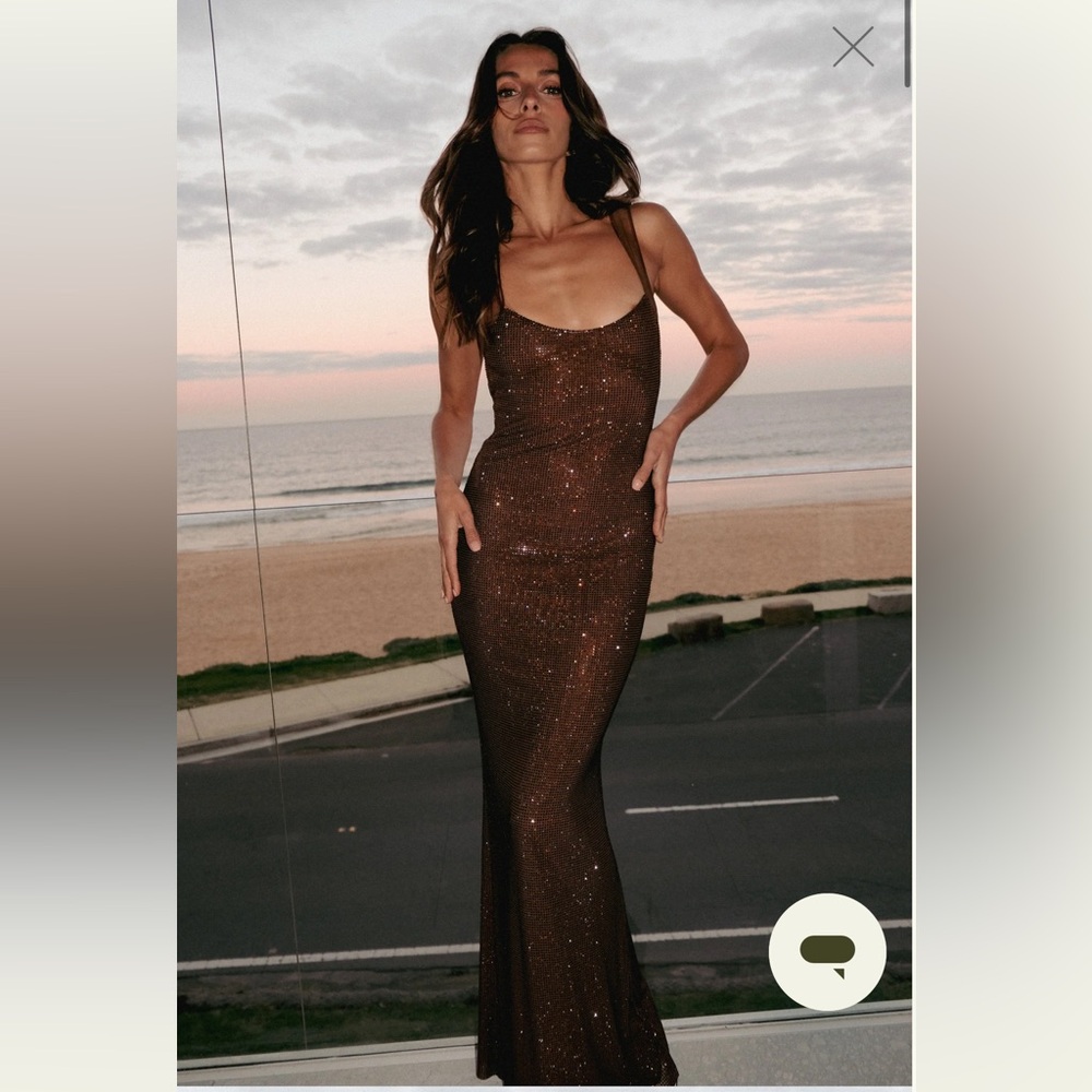 Meshki Chocolate Sparkle Maxi Dress